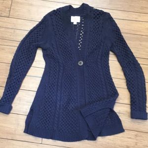 Rosie Niera, Anthro one button cardigan/blue